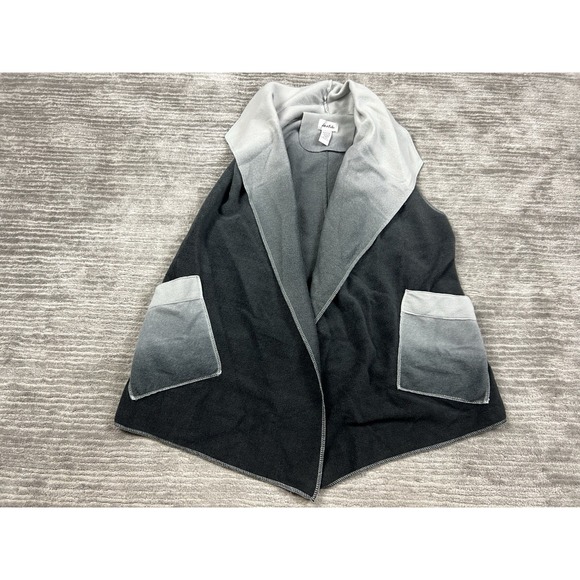 Le‎ Moda Sweater Womens Small - Large Gray Open Front Sleeveless Pockets - Picture 1 of 10